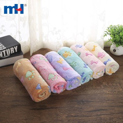 Dog Paw Print Coral Fleece Pet Blanket
